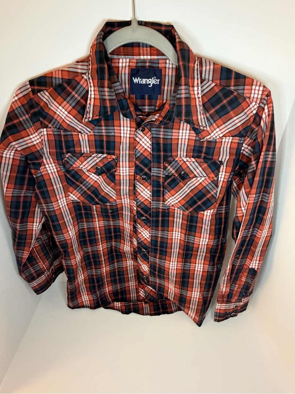 Wrangler youth red & Black Plaid Snap-Front Kids Shirt
